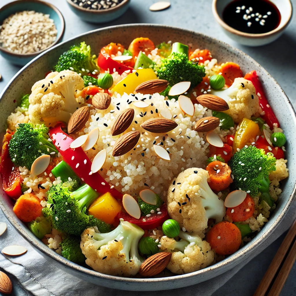 Almond-Cauliflower Rice Stir Fry