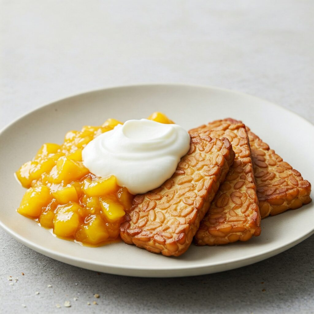 Tempeh with Mango Chutney -AI unique vegan food pairings