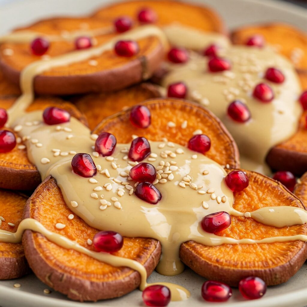 Sweet Potato Toast with Tahini and Pomegranate - AI
