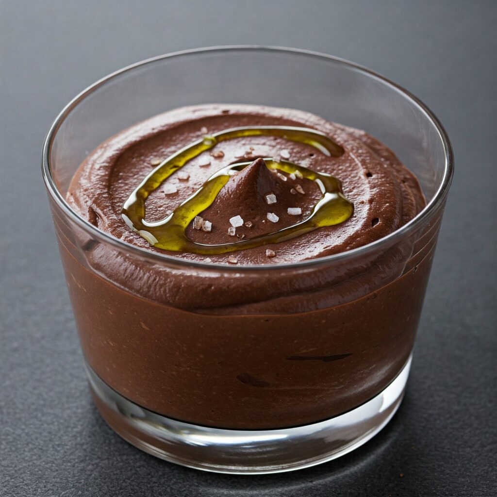 Vegan Chocolate Avocado Mousse with Sea Salt and Olive Oil -AI