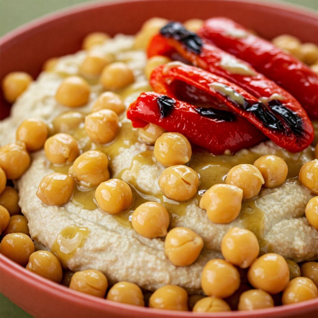 Chickpea Salad with Tahini and Roasted Red Peppers - AI unique vegan food pairings